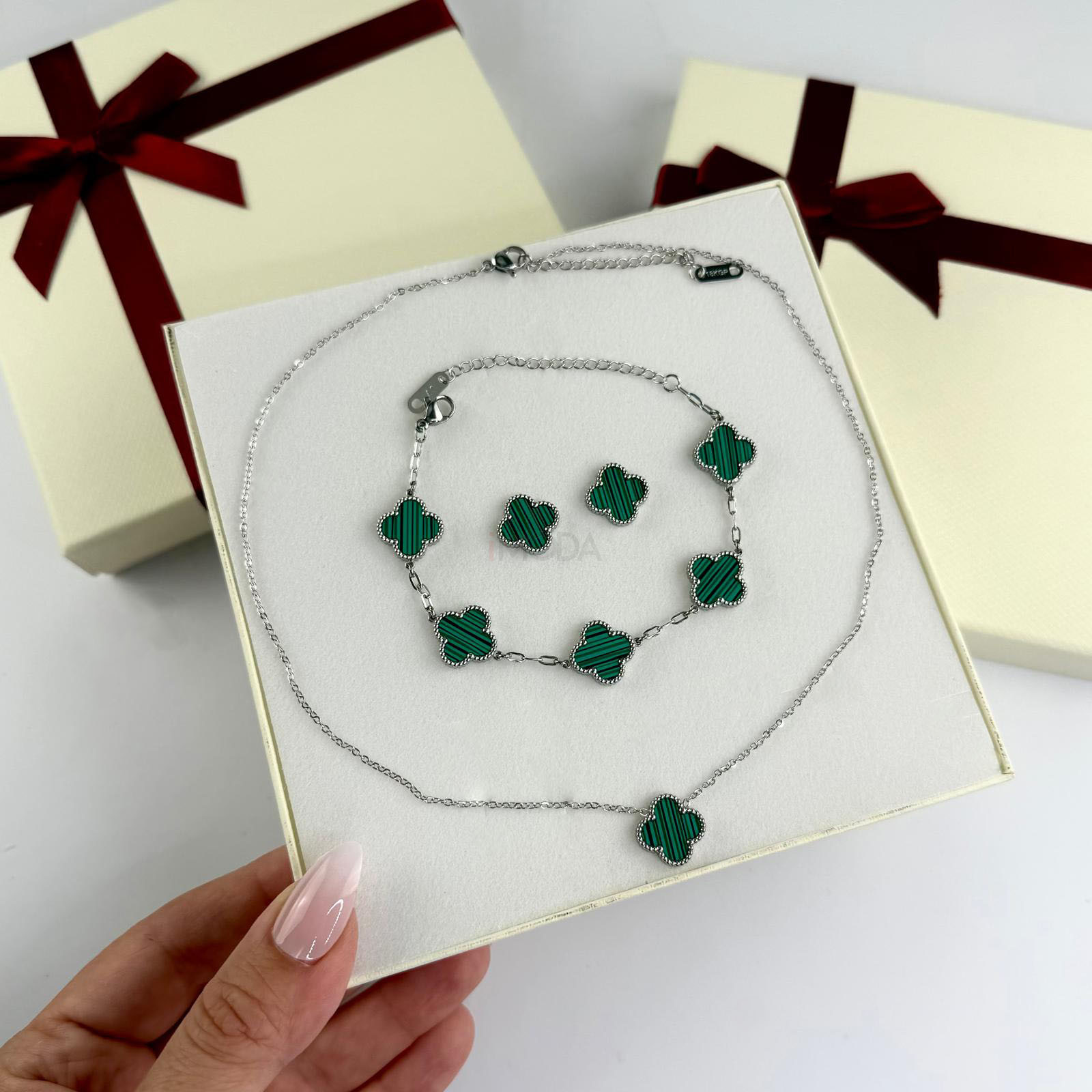 Dámska oceľová súprava s krabičkou Olivia-307291-35