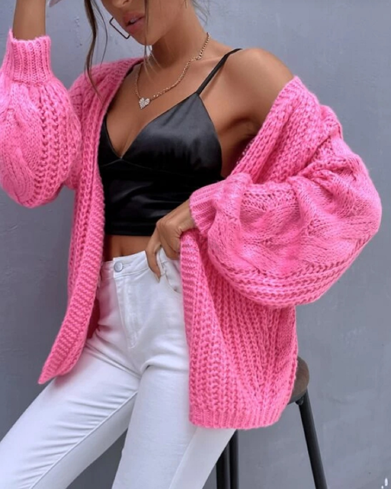 Ružový pletený kardigan-290071-33