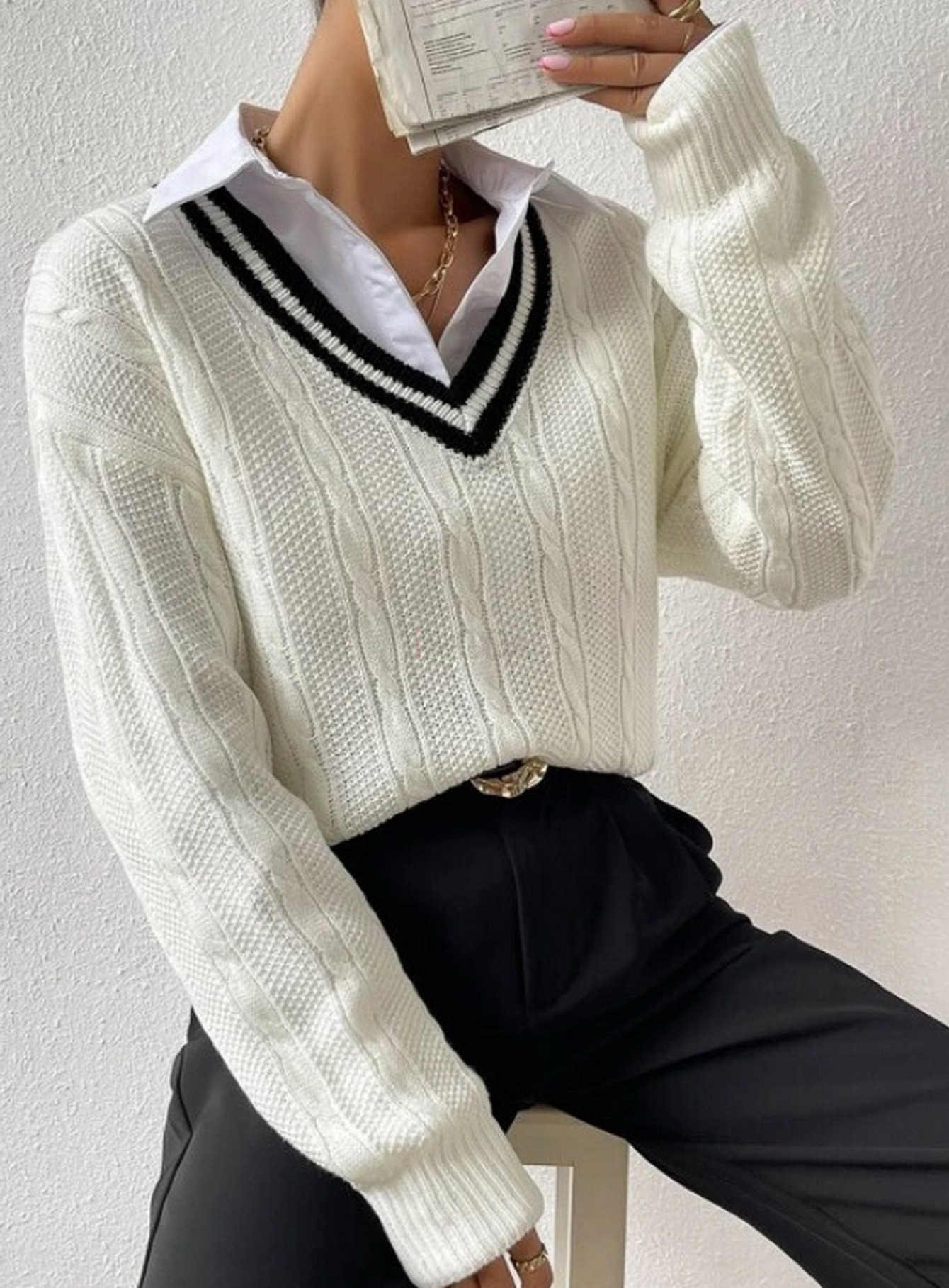 Biely pletený sveter-290105-34