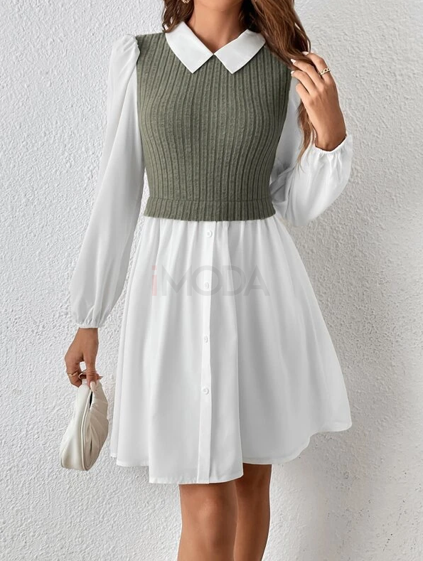 Bielo-zelené košeľové šaty-280598-311