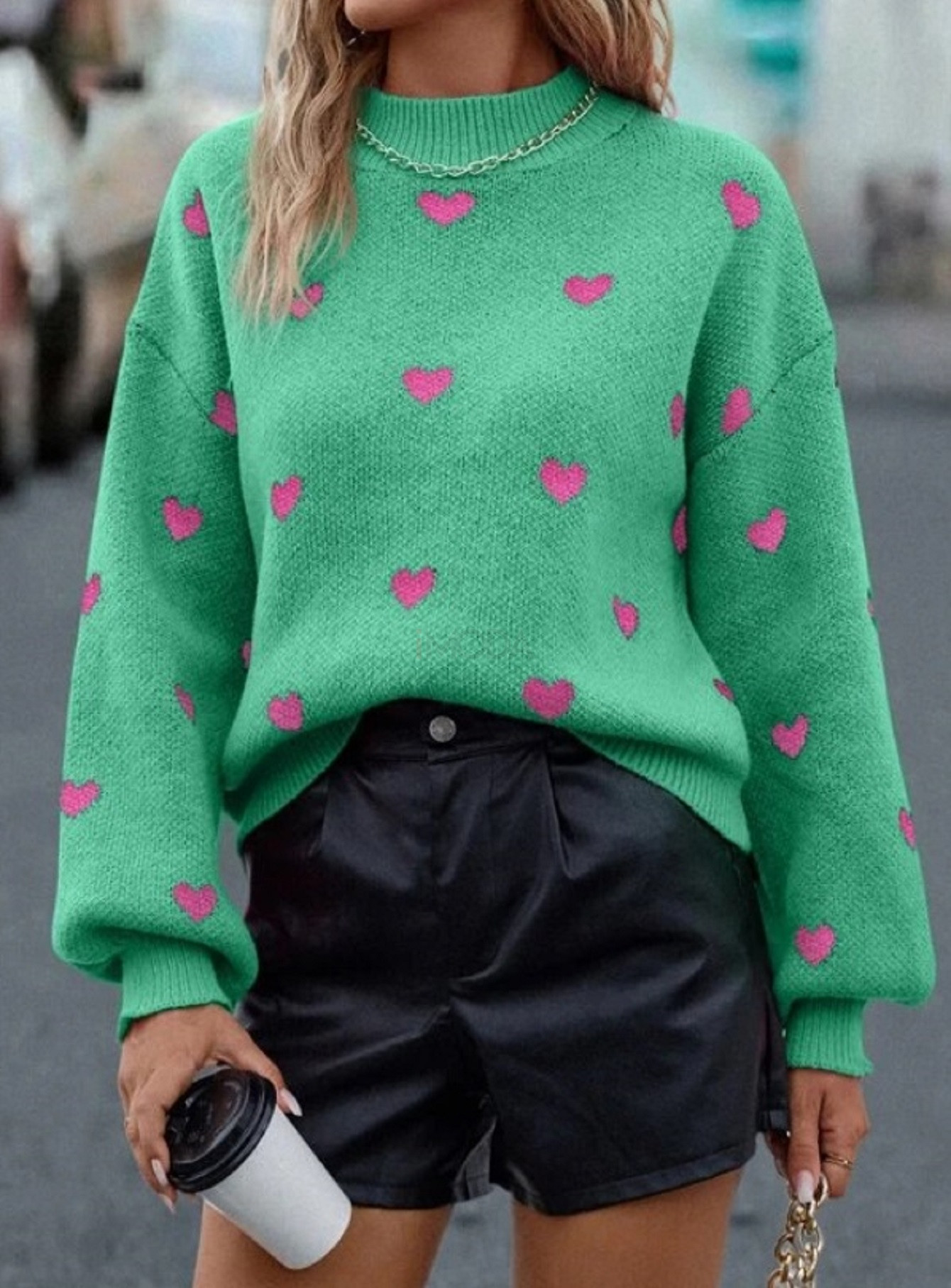 Zelený sveter s ružovými srdiečkami-289561-37
