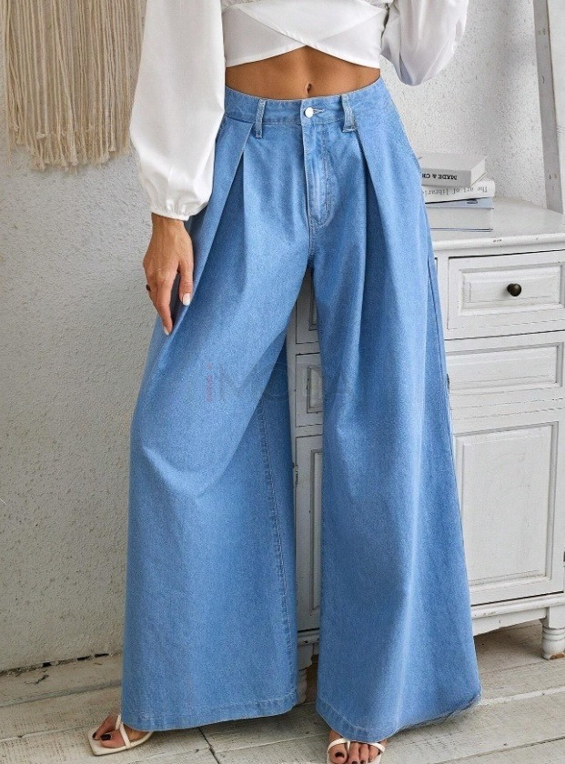 Svetlomodré široké rifľové nohavice-309159-31