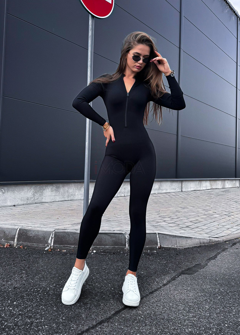 Čierny vrúbkovaný overal-323347-36