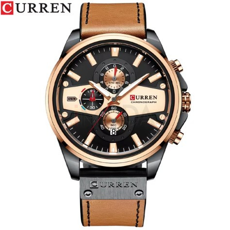 Pánske hodinky hnedé s koženým remienkom-317074-35