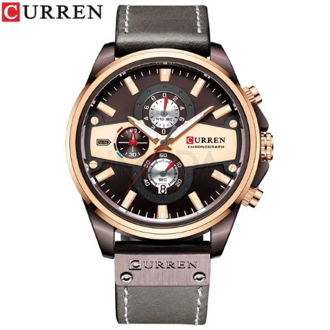 Pánske hodinky šedé s koženým remienkom-317073-33