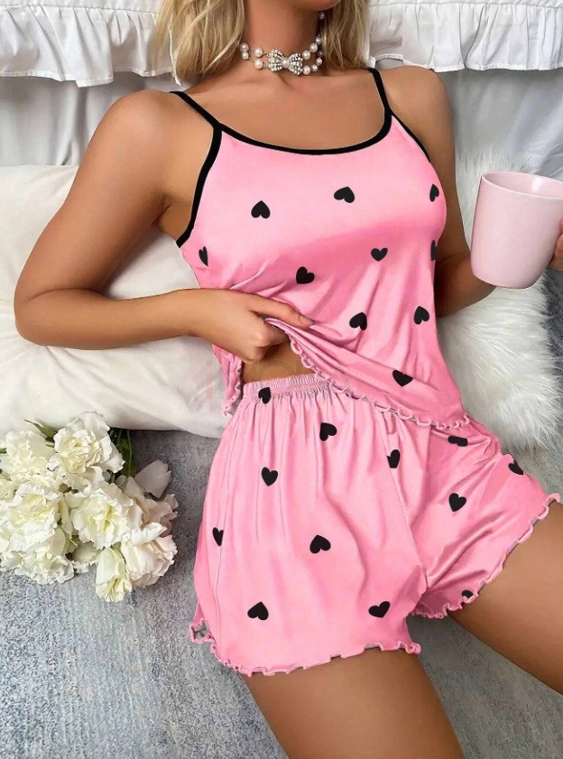 Ružové srdiečkové pyžamo-303213-36