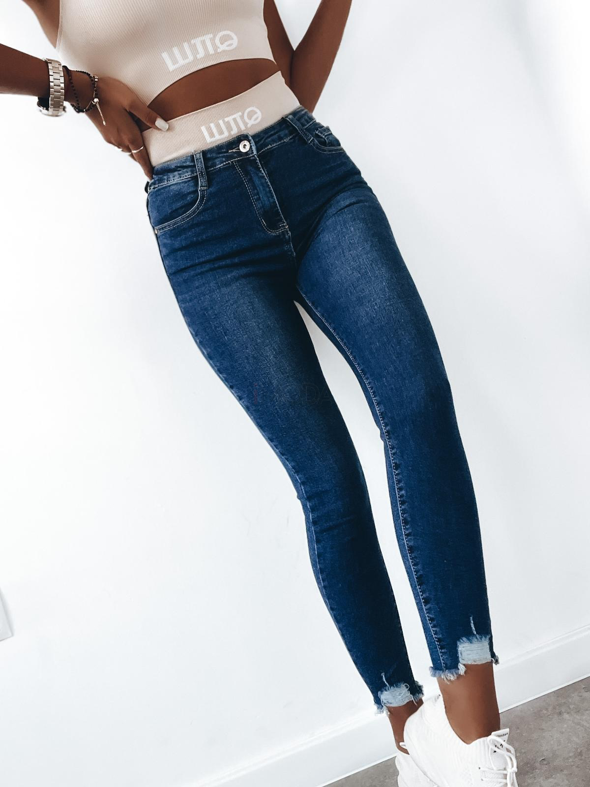 Tmavo modré elastické rifle-276906-32