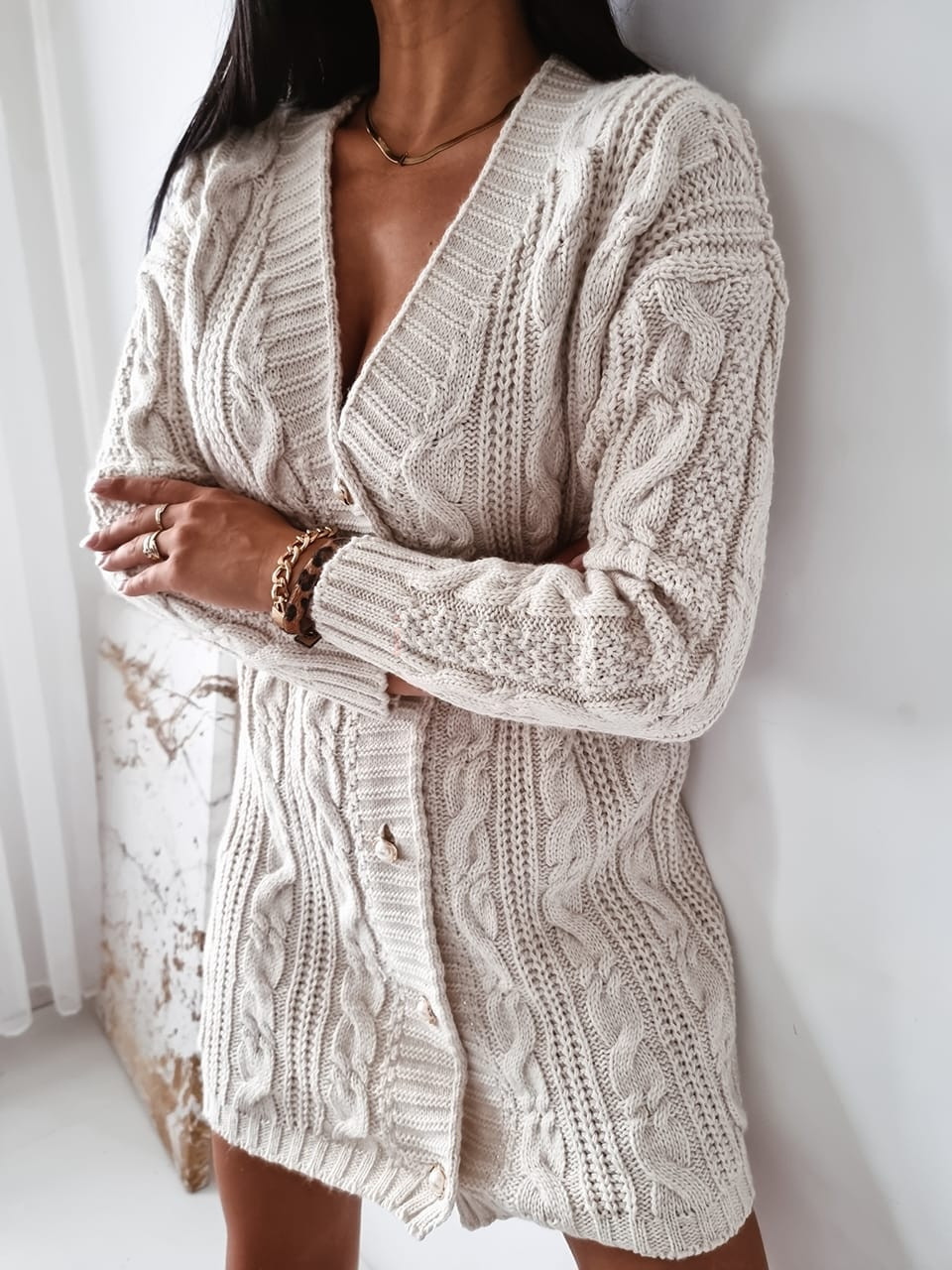 Béžový pletený sveter-254328-31