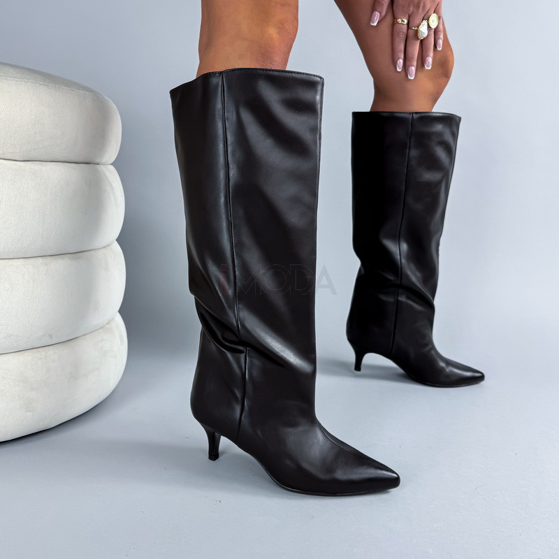 Čokoládovo-čierne vysoké čižmy-324508-32