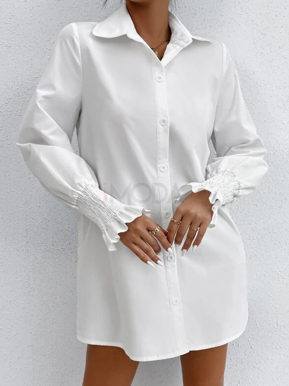Biele košeľové šaty s riaseným rukávom-279484-37