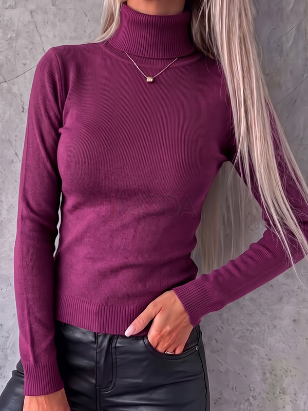 Bordový pletený rolák-330799-35