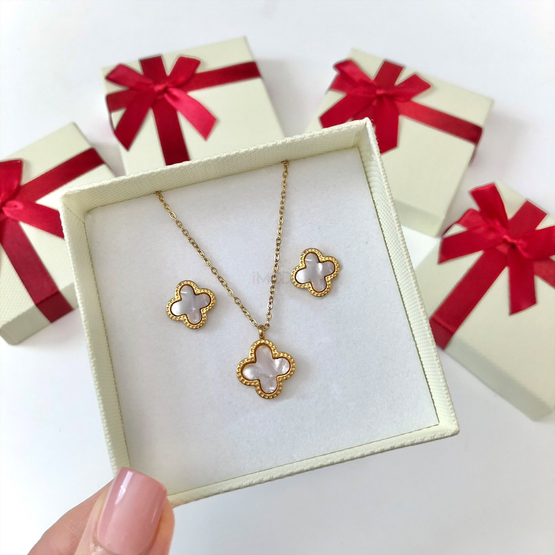 Dámska oceľová súprava s krabičkou Olivia-295602-35