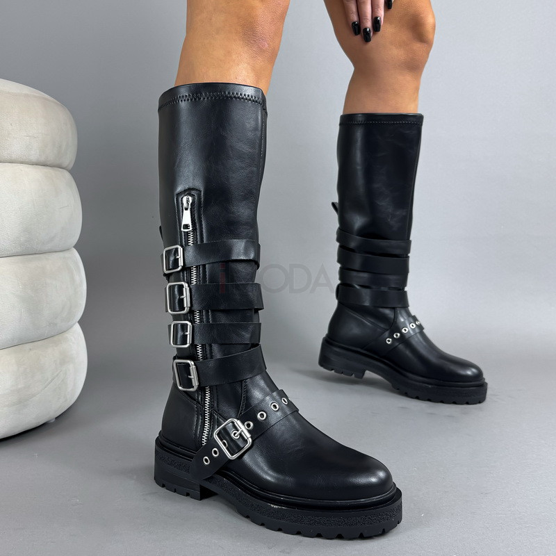 Čierne vysoké čižmy s prackami-323467-32