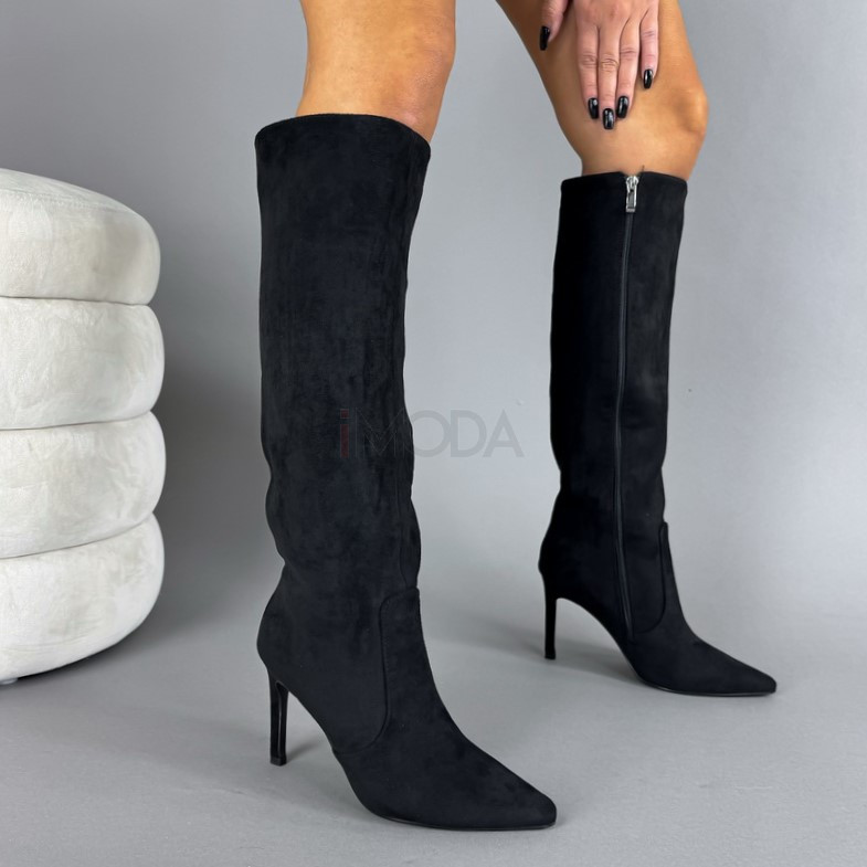Čierne semišové vysoké čižmy-323607-38