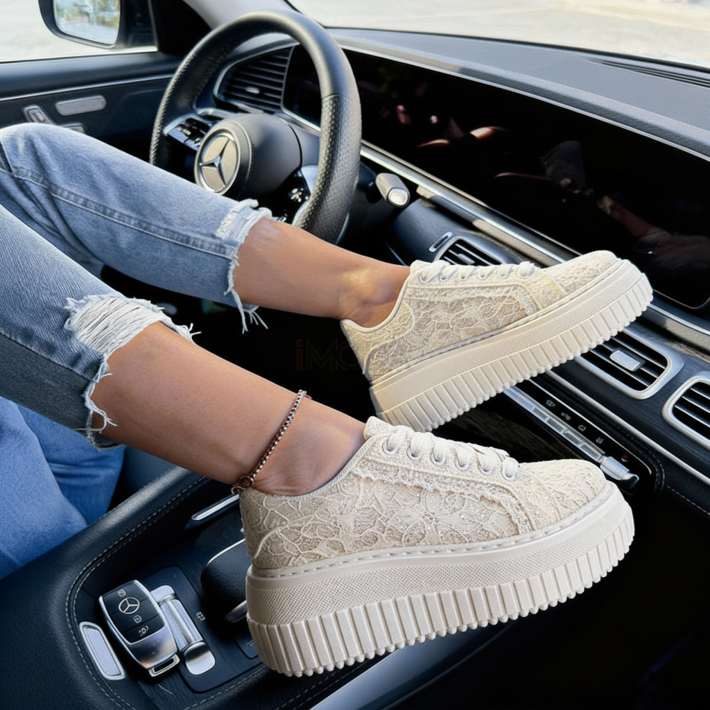 Béžové čipkované tenisky-324601-31