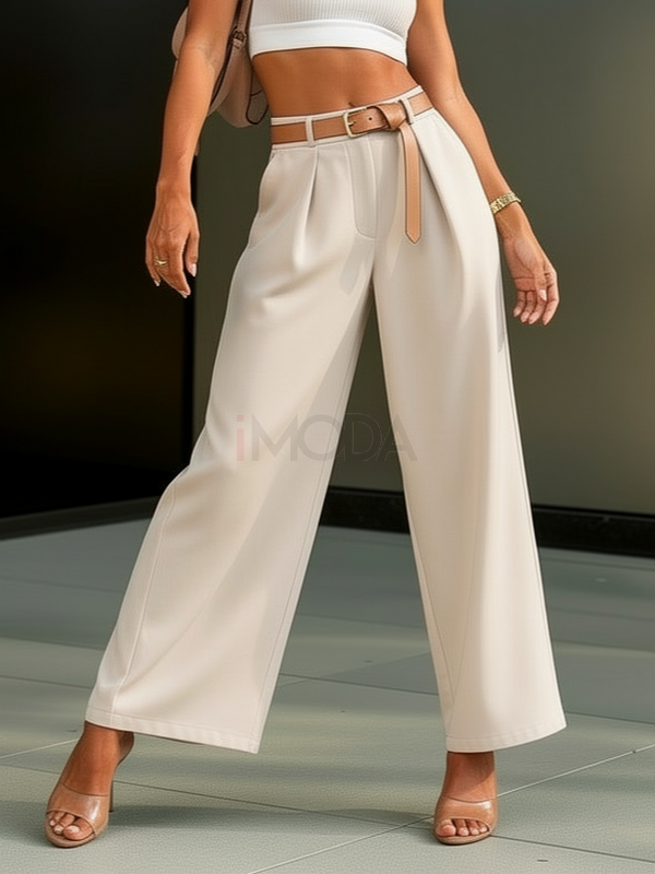 Béžové široké nohavice s opaskom-326098-314