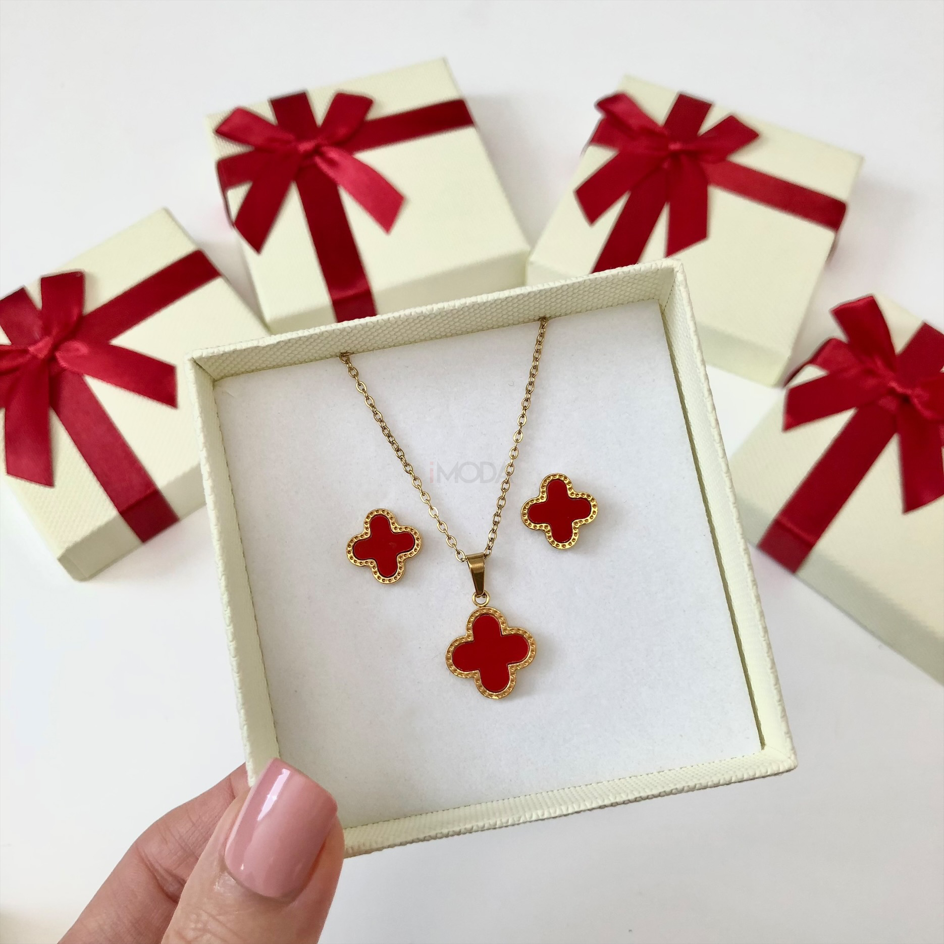 Dámska oceľová súprava s krabičkou Olivia-295604-34