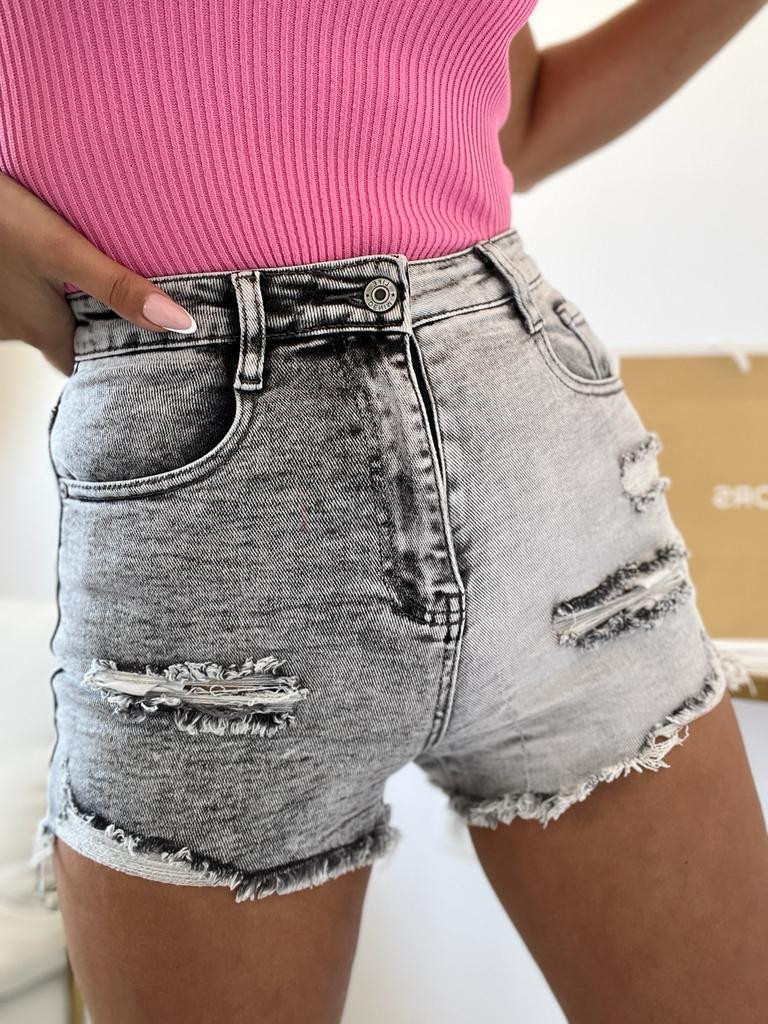 Sivé potrhané rifľové kraťasy-271380-32