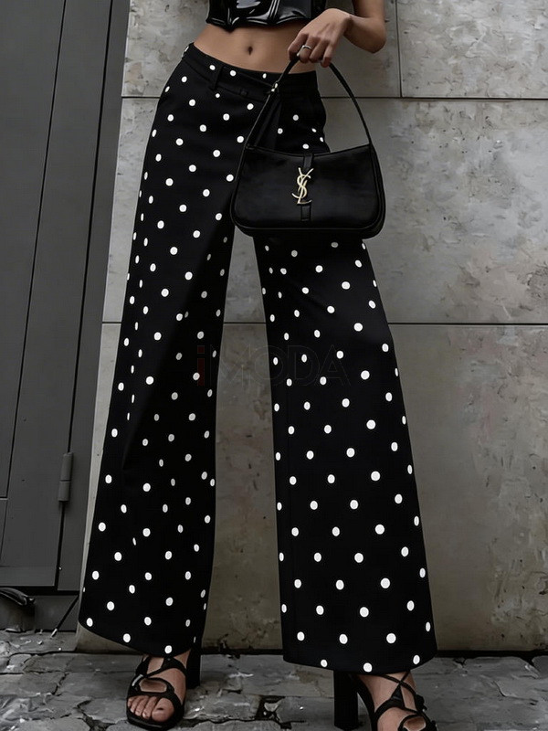 Čierne široké bodkované nohavice-326644-32