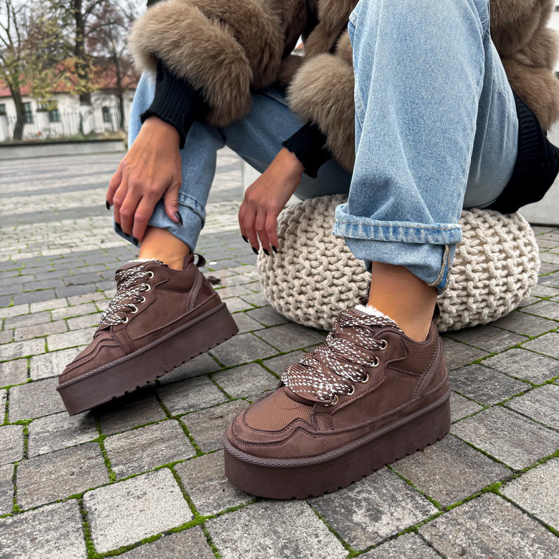 Hnedé zatepelené tenisky-323572-36