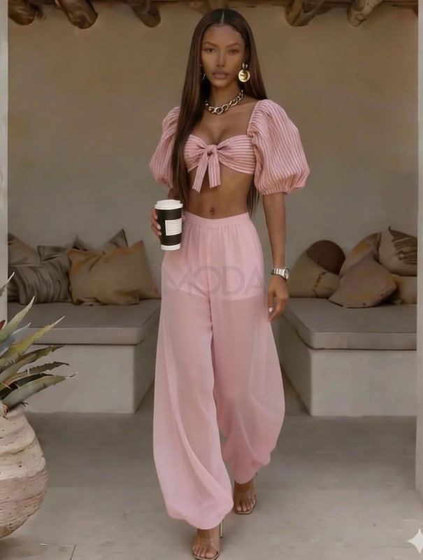 Ružové nohavice podšité kraťasami-327242-35