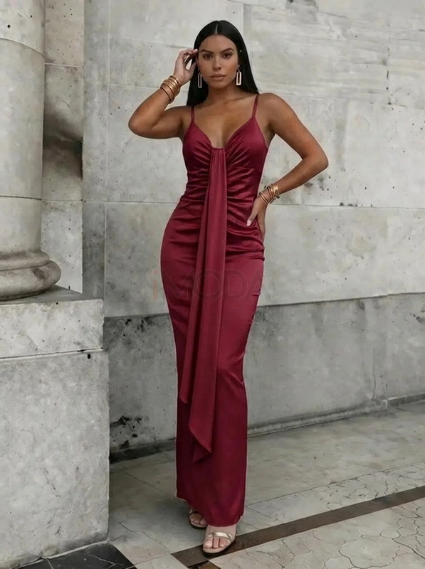 Bordové saténové spoločenské šaty-327110-37