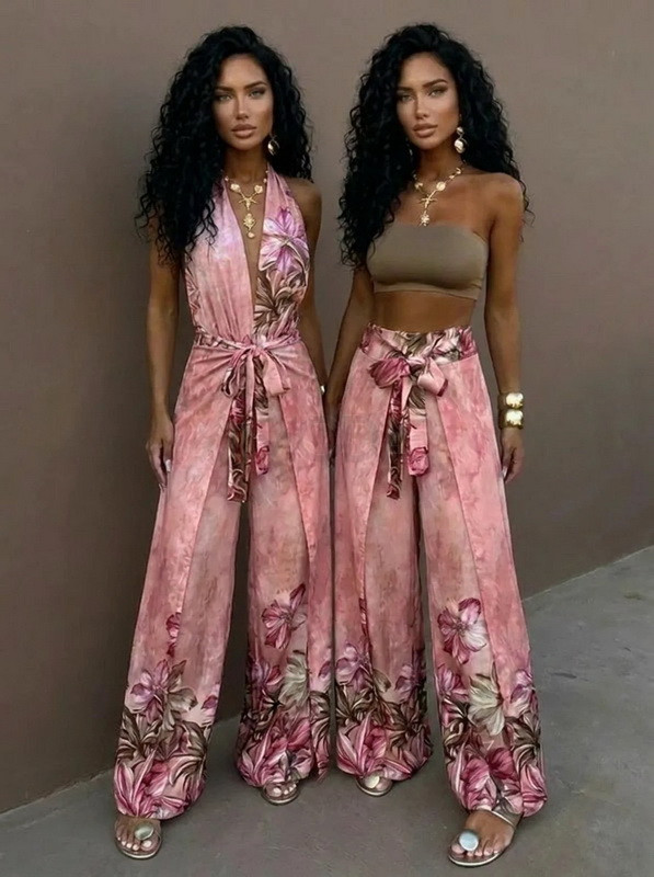 Ružové zavinovacie nohavice s kvetinovou potlačou-328016-34