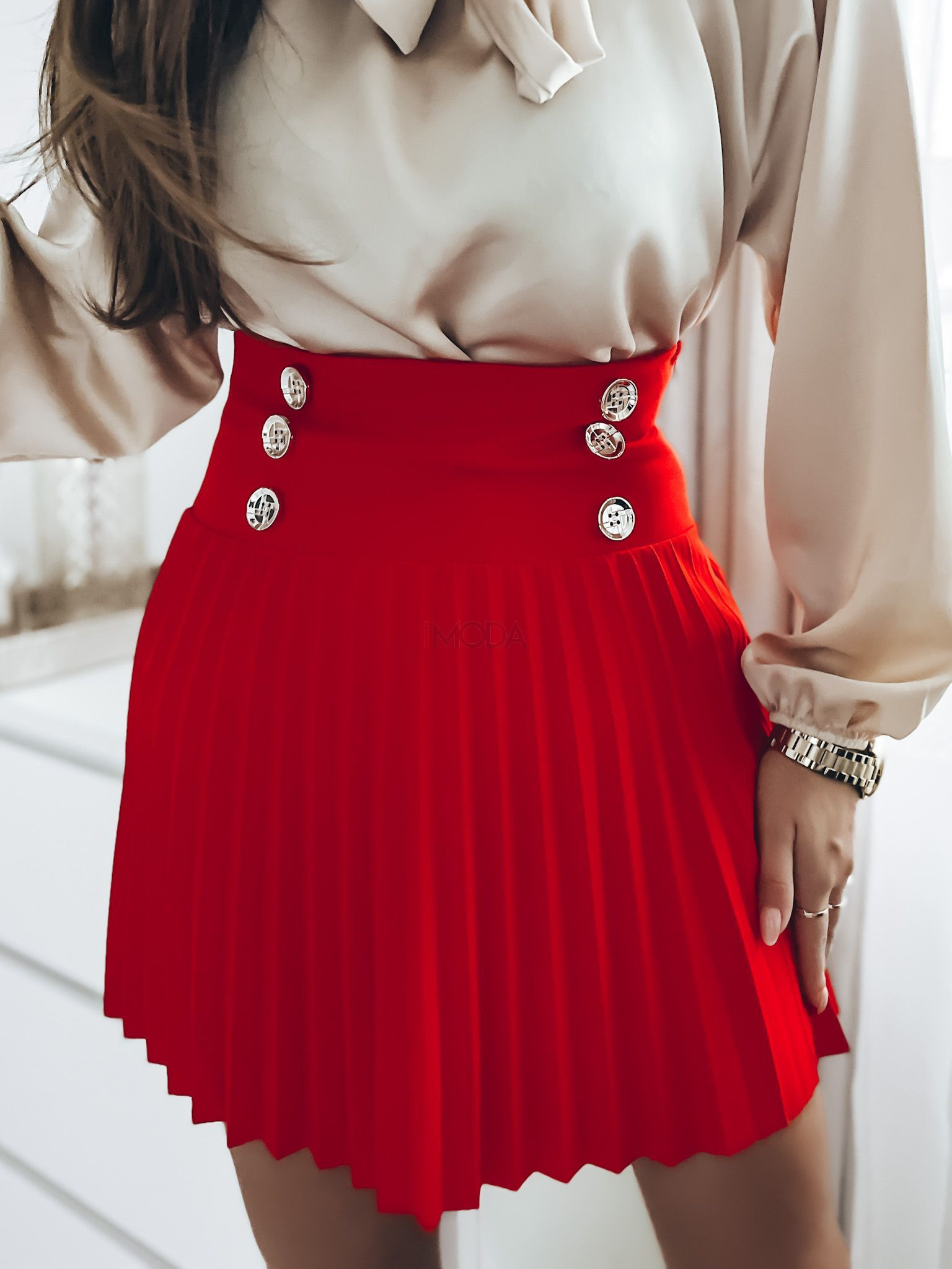 Červená plisovaná sukňa-283590-32