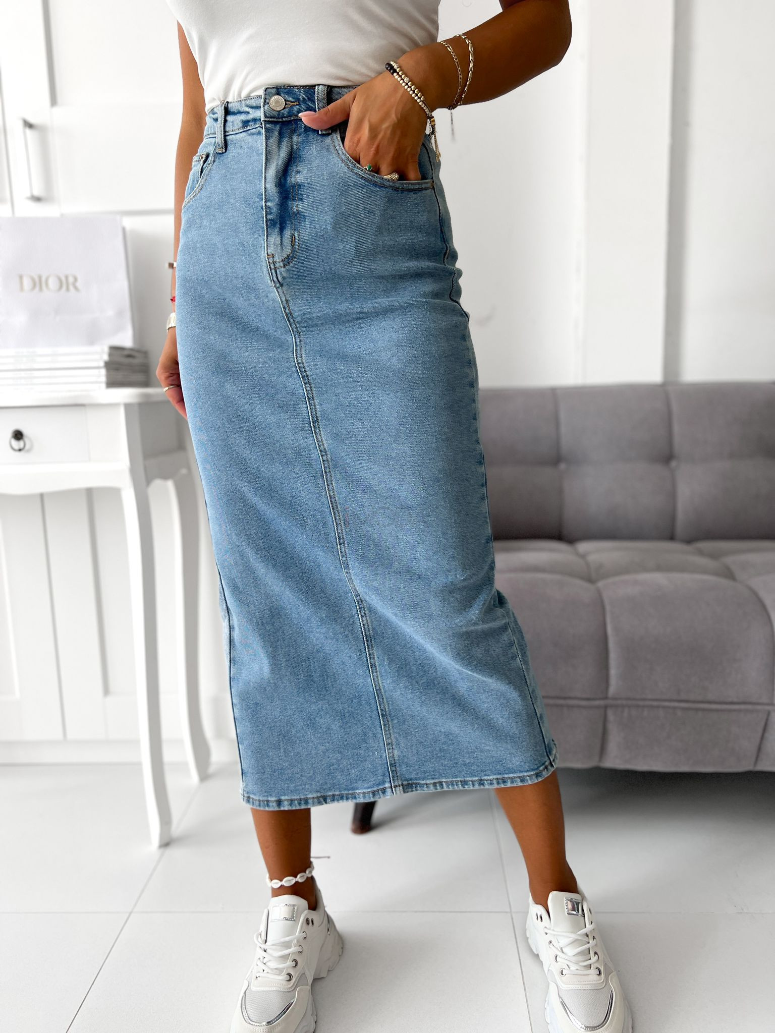 Modrá dlhá rifľová sukňa-289541-32