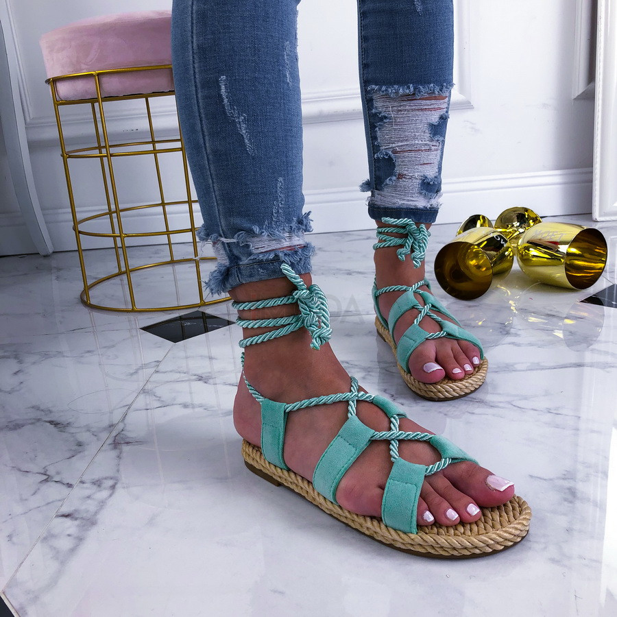 Zelené šnurovacie sandálky-210215-36