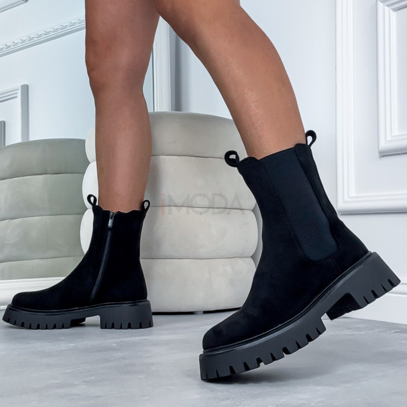 Čierne semišové nízke čižmy-323503-36