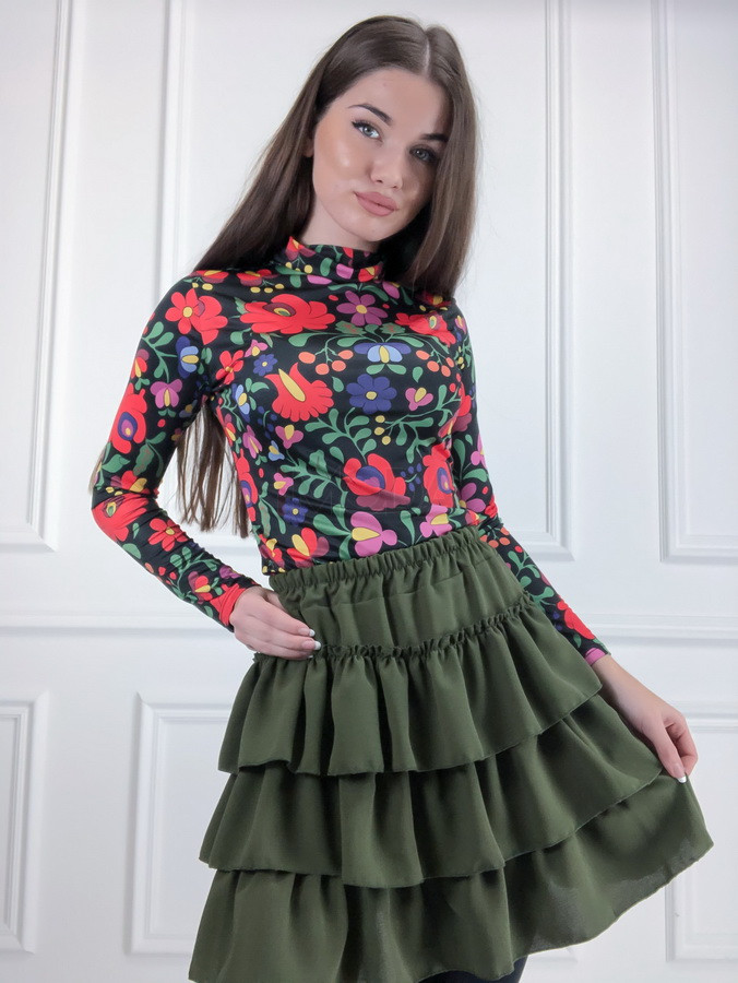 Olivová volániková sukňa-225418-32
