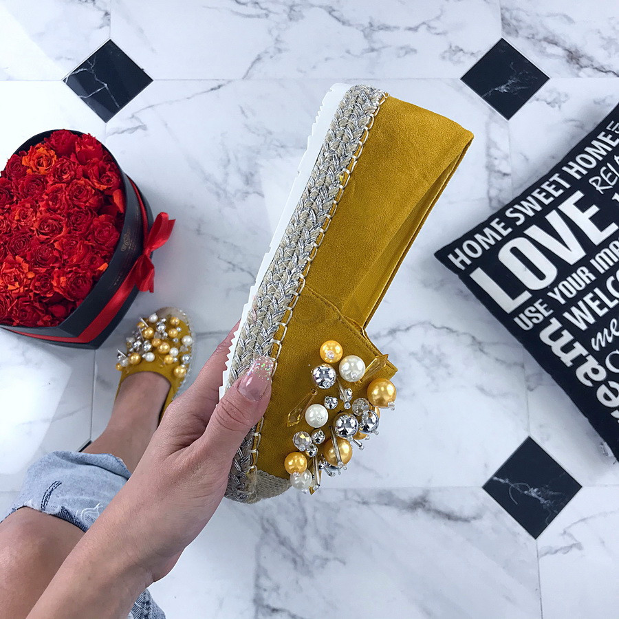 Dámske žlté mokasínky s perličkami-200266-33