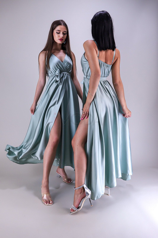Olivové dlhé saténové šaty-268717-32