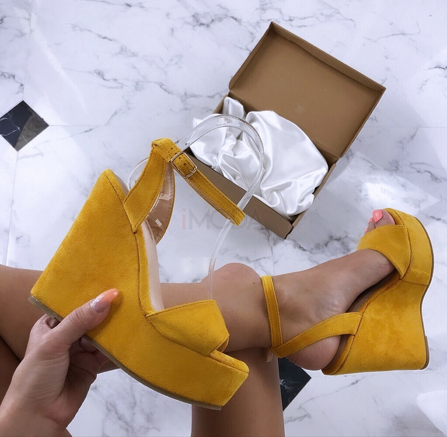 Dámske žlté sandálky na platforme-178335-31