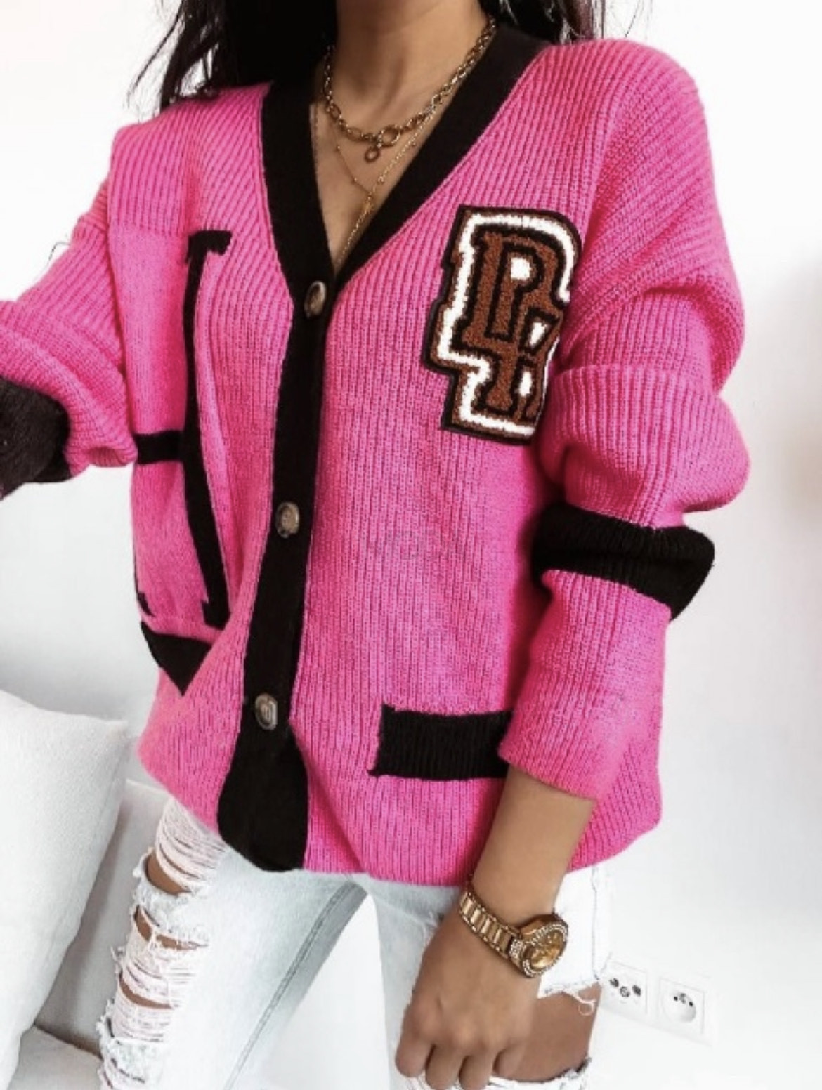 Ružový pletený sveter-263215-31
