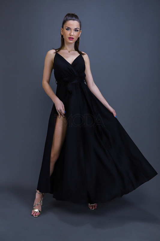Čierne dlhé saténové šaty-237914-39