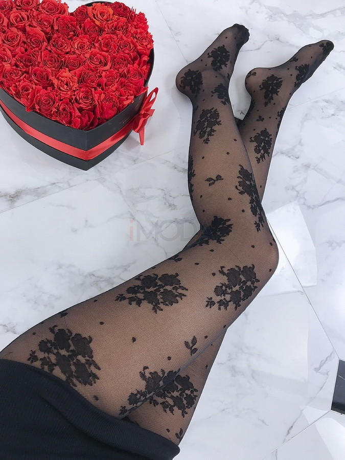 Dámske čierne vzorované pančuchy-182114-31