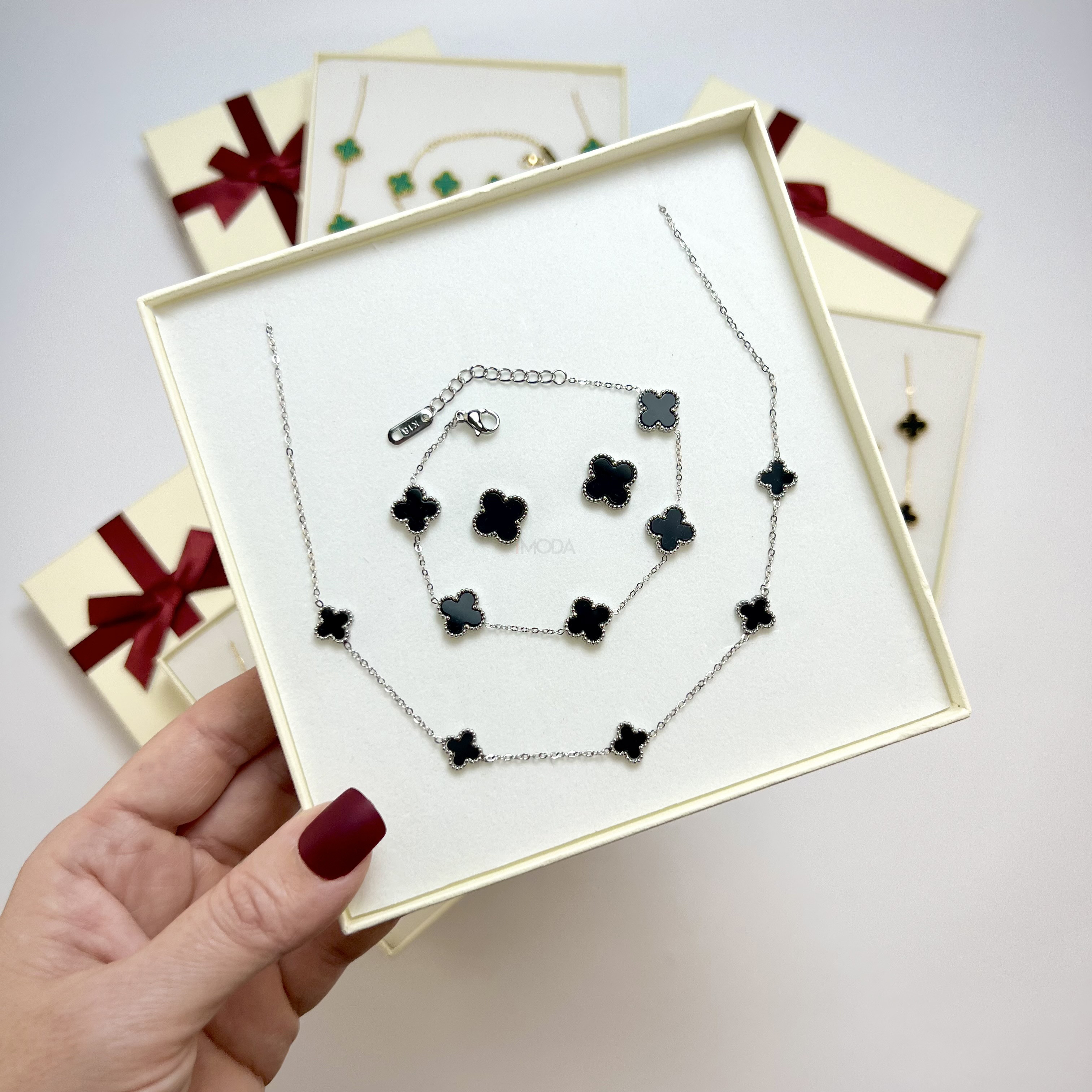 Dámska oceľová súprava s krabičkou Olivia-307295-38