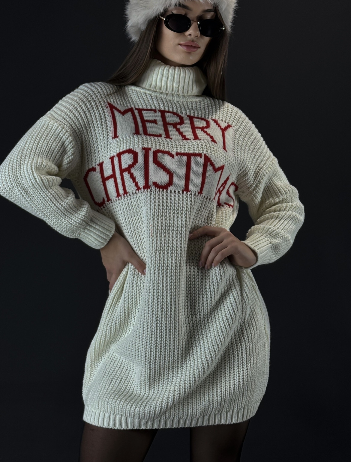Biele pletené šaty MERRY CHRISTMAS-313320-31