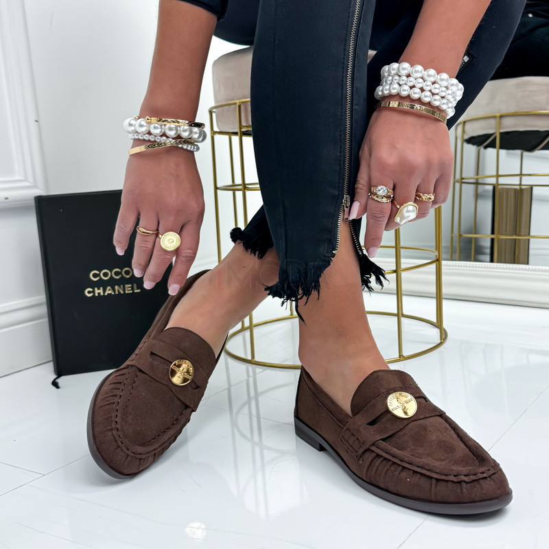 Hnedé semišové mokasíny-327138-32