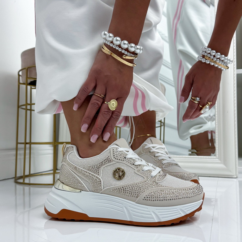 Béžové trblietavé tenisky-327166-33