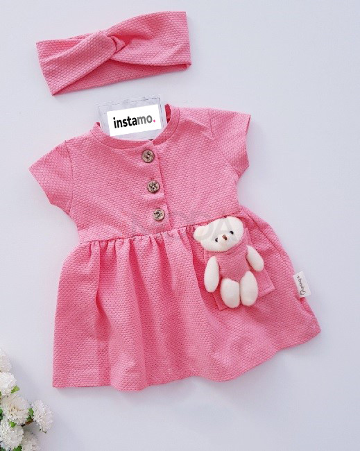 Ružové letné šaty s medvedíkom a čelenkou-269559-33