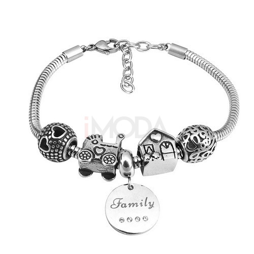 Oceľový náramok s príveskami Family-272506-31