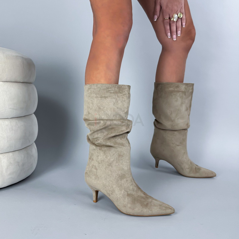 Svetlohnedé semišové vysoké čižmy-324539-31