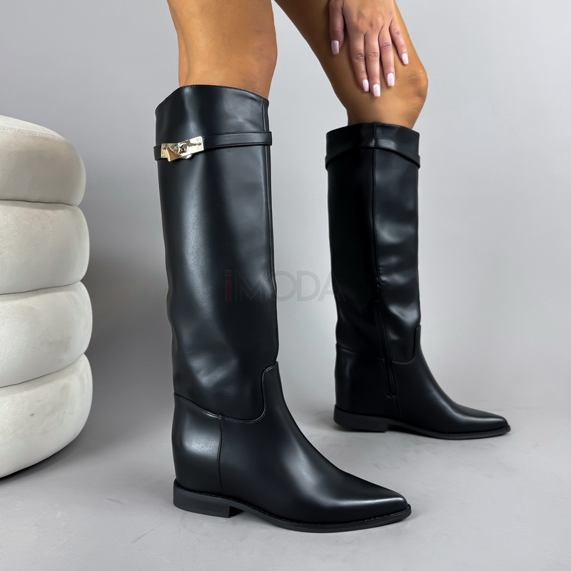 Čierne vysoké čižmy na platforme-323211-317