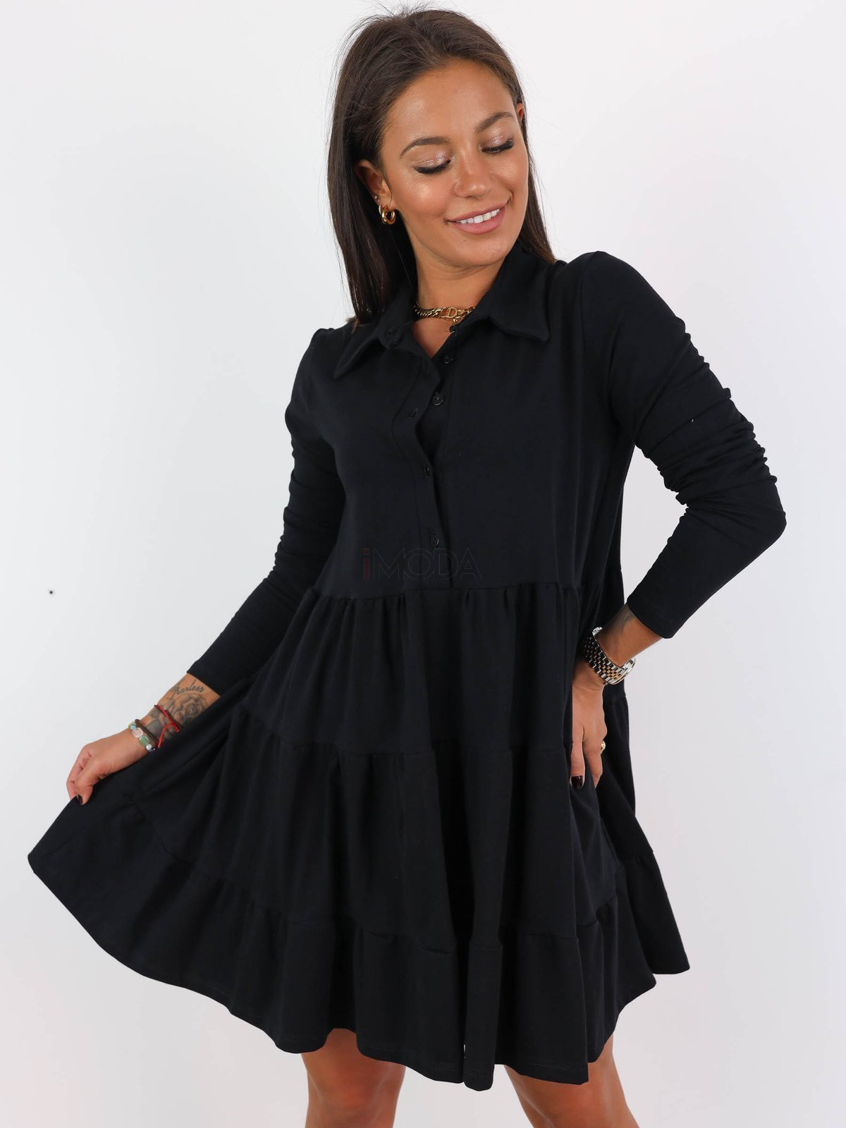 Čierne bavlnené šaty-220143-34