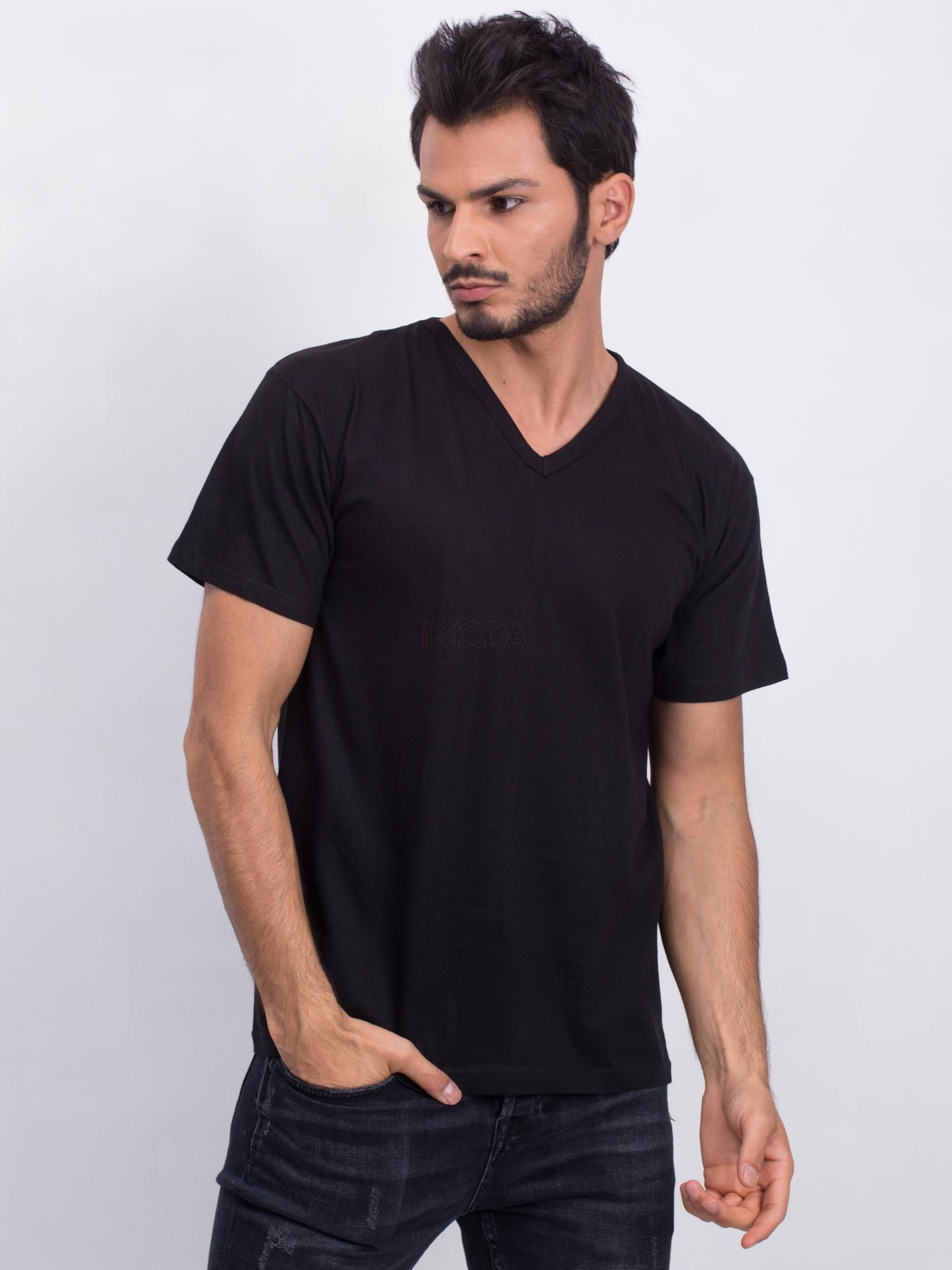 Čierne bavlnené tričko-244102-33