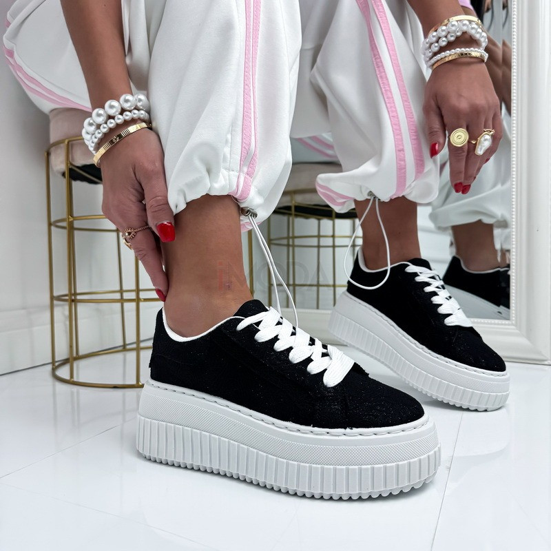 Čierne čipkované tenisky-326572-33