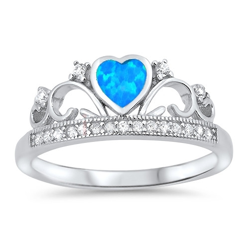 Strieborný prsteň s modrým srdiečkom